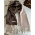 Gezellige 100% wol colorblock franje sjaal voor dames, elegante winterse halswarmer. - 1_Rood & koffie ruit