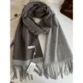 Tweekleurige 100% zuivere wollen wintersjaal voor dames warme franje sjaal bruin grijs - 2_Koffiebruine ruit