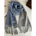 Hoogwaardige 100% wol omkeerbare kleurencombinatie franje sjaal voor dames winter - 3_Blauwe ruit