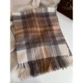 Retro klassieke ruit wol sjaal met franjes, warme herfst winter paar mode accessoire. - Grijs Koffie Wit
