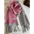 Chique winter 100% wol color-block sjaal voor dames met elegant franje ontwerp en warm. - 4_Roze ruit