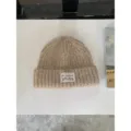 Koreaanse stijl herfst winter kaki gebreide muts, warme wollen lusfluwelen muts voor vrouwen. - Kaki