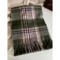 Herfst winter retro klassieke ruit sjaal, wol franje omslagdoek, warme mode paar halsdoek - Donkergroen Licht Kameel
