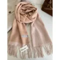 Cashmere feel wool color block scarf with tassels for women, soft warm winter neck wrap. - 5_Camel & Beige Plaid