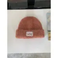 Koreaanse stijl winter dikke warme gebreide muts vrouwen fleece stijlvolle schedelmuts - Oranje