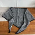 Otoño invierno gris negro colorblock bufanda triangular chal cálido muy elegante y chic - Gris