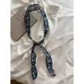 Blauwe tie-dye linnen kraal lint ketting, literaire retro vintage sjaal accessoire vrouwen. - Blauw Blad
