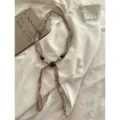 Retro linnen kralen lint ketting, vintage stoffen sjaal choker voor dames zomer stijl. - 9_Donkerroze bloemen
