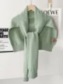 Green knitted sweater shawl scarf versatile winter warm stylish cozy chic layering accessory - Mint Green
