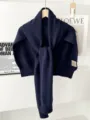 Dark blue knit sweater shawl winter warm wool blend scarf stylish trendy women bolero top - Navy