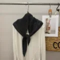 Dark grey knitted hollow triangle scarf women, versatile solid color shawl sun protection. - Dark Gray