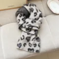 Koreaanse ins-stijl herfst winter luipaard print wollen sjaal voor vrouwen warm en chic - Wit Luipaard