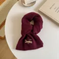 Burgundy knitted winter scarf for women with cute embroidered horse design, thick and warm. - 9#Burgundy