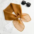 Einfarbiges Chiffon Halstuch Detail, leichtes braunes Mode Haaraccessoire fuer Damen. - 6# Schokoladenfarbe