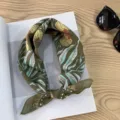 Retro floral print square scarf, lightweight summer neckerchief for vintage everyday styling. - Picture #7