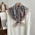 Vintage printed square scarf for women, elegant floral neck scarf for spring and summer. - SKU-07