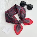 Classic red paisley square scarf for women, soft cotton linen feel head scarf 70x70cm. - Paisley Print / Red