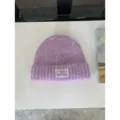 Purple fleece knitted beanie hat, thick warm winter skull cap for women versatile daily wear. - Purple