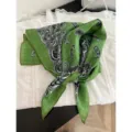 Πράσινο τετράγωνο μαντήλι paisley, αναπνεύσιμο βαμβακερό λινό φουλάρι λαιμού για γυναίκες. - Πράσινο Λαχούρι
