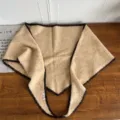 Chic autumn winter contrast edge triangle scarf shawl korean style warm neck wrap accessory - Khaki
