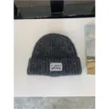 Korean style autumn winter thick loop velvet warm knit beanie hat, versatile solid dark grey wool hat. - Dark Gray