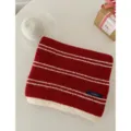 Cozy red white striped knit scarf detail, soft winter warm snood with stylish brand label. - 3# Red & White Thin Stripes