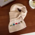 Gezellige warme gebreide sjaal met leuke borduurwerk figuren voor de koude winter beige - 4# Beige