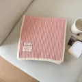 Roze beige kleurblok gebreide sjaal voor vrouwen, gezellige winter warme halswarmer. - Roze