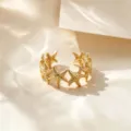 Anillo Abierto de Estrella de Mar Dorada en Acero Titanio Joya Minimalista Océano - Anillo de Estrella de Mar / Dorado