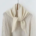 Women wool blend solid knit triangular scarf winter warm cozy shawl neckerchief chic apparel. - 4 Beige Triangle Scarf