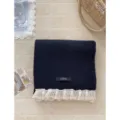 Koreaanse effen kleur zoete kant gebreide sjaal herfst winter warme gezellige mode accessoire - Marineblauw
