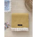 Korean sweet solid color knitted scarf with lace trim, cozy autumn winter warm fashion accessory. - Yellow
