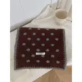 Chic wool blend dot scarf with contrast trim, cozy winter fashion accessory for women. - Gray Coffee