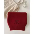 Rode winter gebreide wollen sjaal, gezellige dames nekwarmer met stijlvol borduurdetail. - Rood