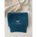 Effen wol sjaal winter warm donker taling nekwarmer met schAder brief borduurwerk voor dames nu. - Meerblauw