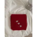 Koreaanse stijl winter wol mix geborduurde gebreide sjaal voor vrouwen, rode warme nekwarmer. - Heldere Rood
