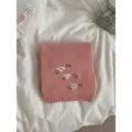 Koreaanse wolmix geborduurde sjaal winter vrouwen effen breien mode warme roze halsdoek - Roze