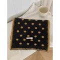 Cozy women's winter warm polka dot knitted wool scarf with stylish lock edge design. - Earth Orange