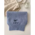 Blue wool-blend scarf women autumn winter new letter embroidery cozy warm wrap fringe shawl - Light Blue