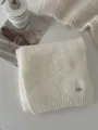 Gezellige wollenmix gebreide sjaal in effen kleur, verdikte warme wintermode-accessoire. - Crèmewit