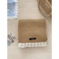 Korean style solid color sweet lace knit scarf, autumn winter warm fashion accessory. - Camel