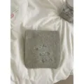Grey wool blend knitted scarf for women with dog embroidery, warm and stylish winter accessory. - Light Green