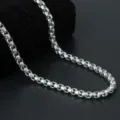 Collar de cadena de caja de acero inoxidable para hombres, joyería de titanio duradera. - 2.5mm x 50cm / Color acero
