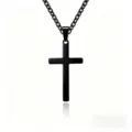 Collar con Colgante de Cruz de Acero Inoxidable Negro Joyería Minimalista Variante - Colgante 15x25mm / Negro