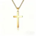 Collar con colgante de cruz de acero inoxidable dorado joyería minimalista para todos ellos - Colgante 15x25mm / Dorado