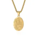 Collar con colgante ovalado bañado en oro de acero inoxidable para hombres, estilo europeo. - San Antonio / Dorado