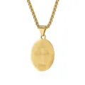 Collar de cadena de cuerda de acero inoxidable dorado con colgante ovalado variante - San Benito (Doble Cara) / Dorado