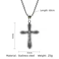 Collier pendentif croix en acier inoxydable homme hip hop vintage rétro bijoux 60cm - Style 7
