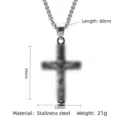 Collier pendentif croix en acier inoxydable pour homme style hip hop vintage 60 cm - Style 8