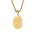 Gold stainless steel oval pendant necklace for men, stylish hip hop rope chain jewelry. - Saint Raphael / Steel